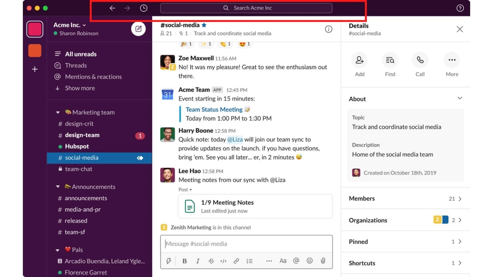 The redesign of Slack's top navigation bar