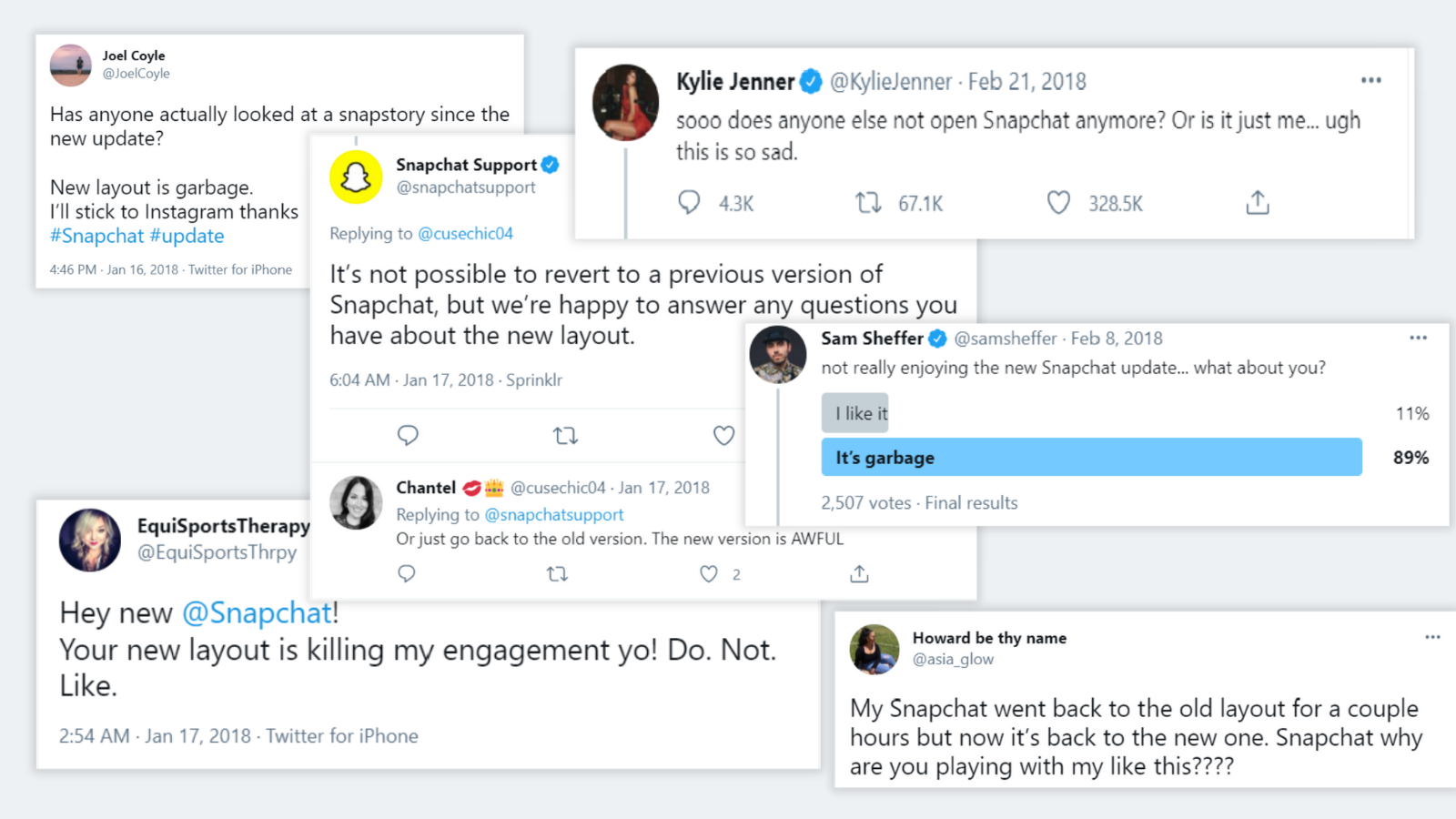 snapchat redesign twitter reactions