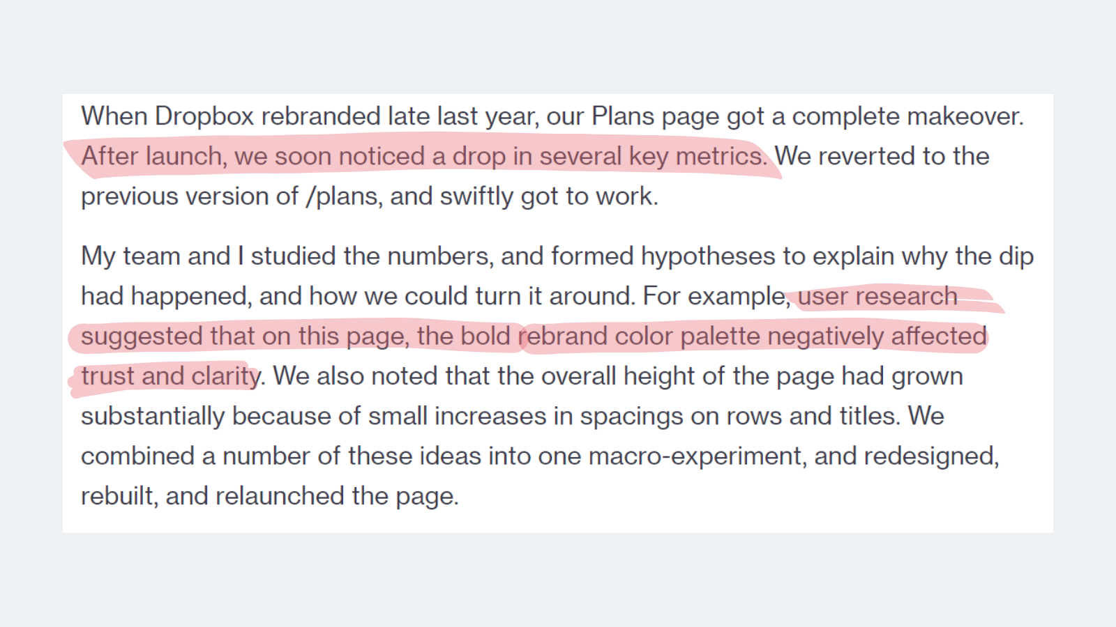 how the users behave in Dropbox redesigned pages