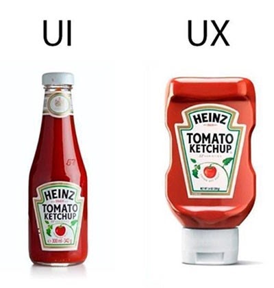 UI - glass tomato bottle, UX - plastic upside down tomato bottle