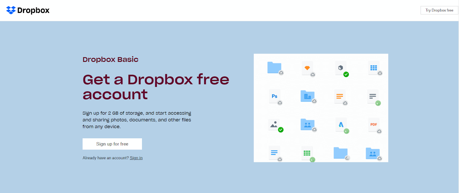 flat design example of Dropbox