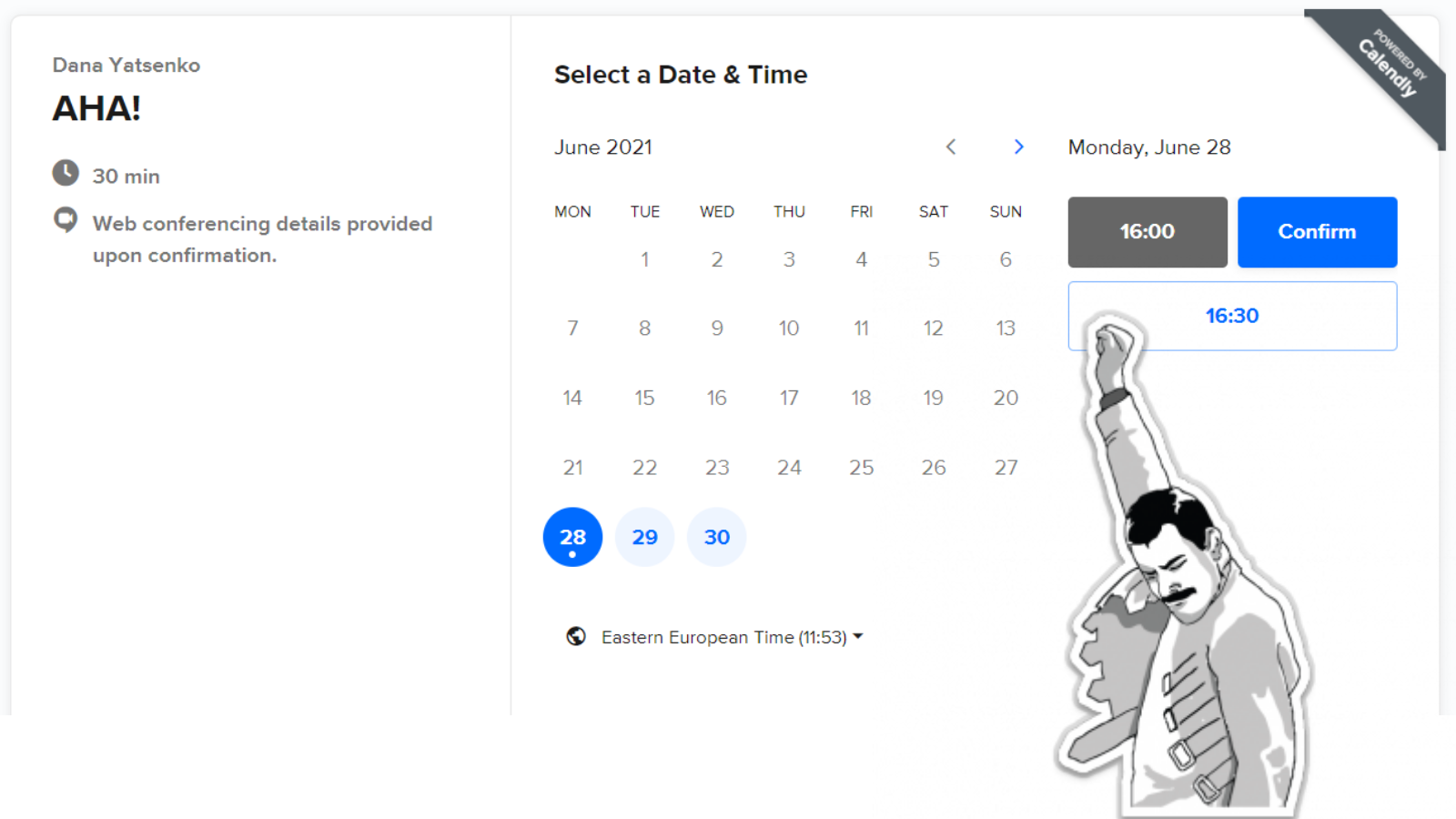 Calendly aha moment meme