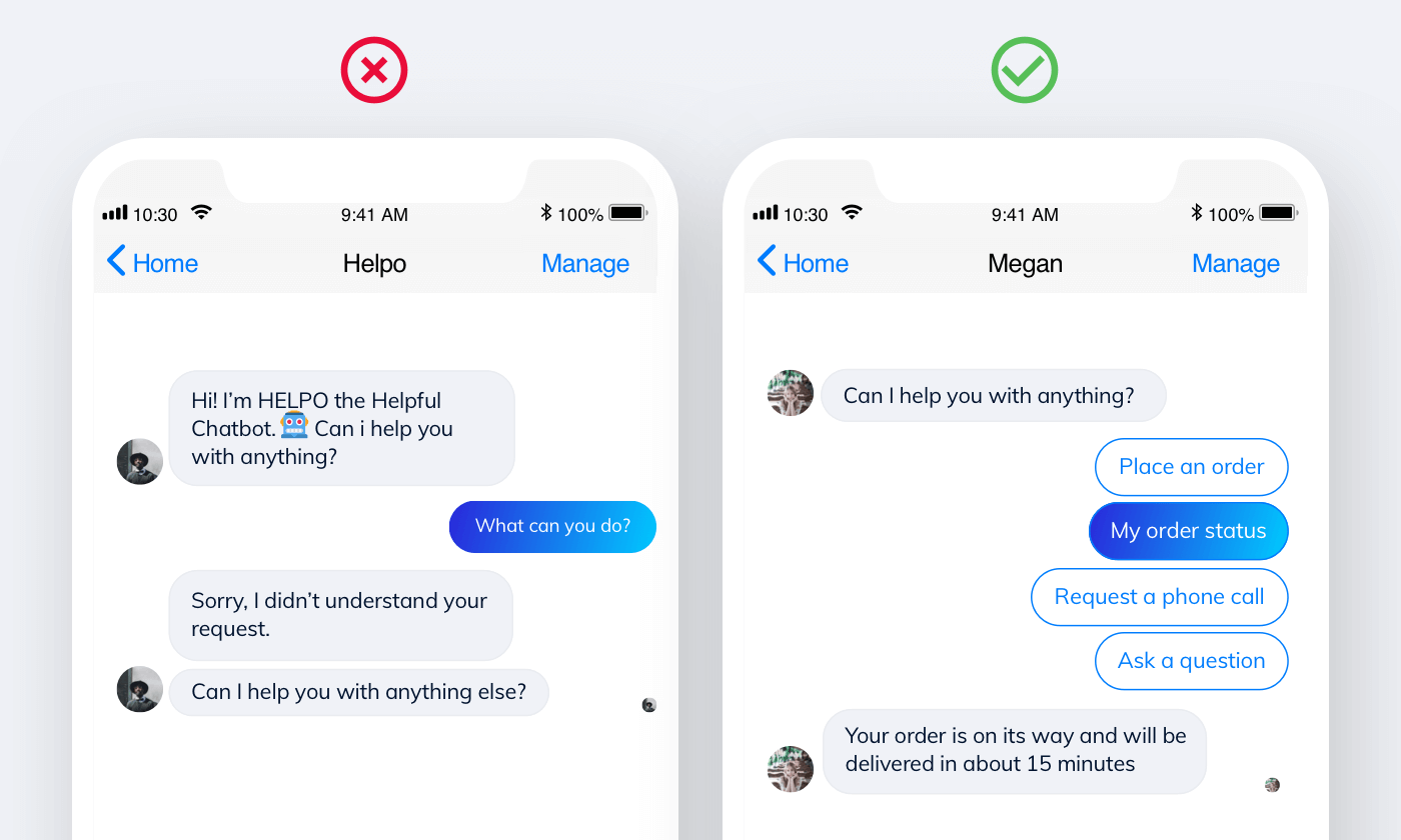 multiple-choice buttons for a chatbot