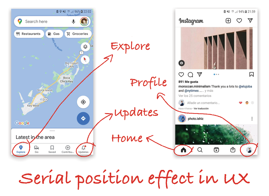 Instagram and google maps screenshots