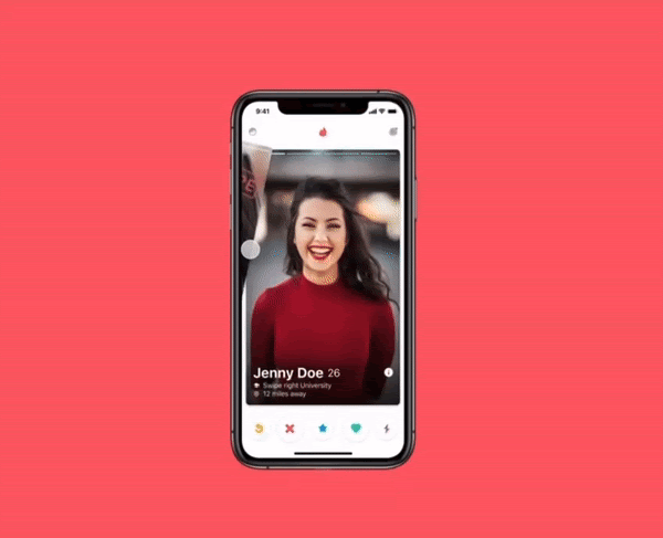 Tinder swipe right-left design pattern