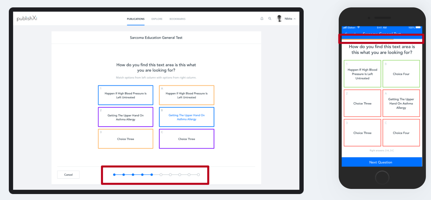 lms ux rules: Progress tracking example