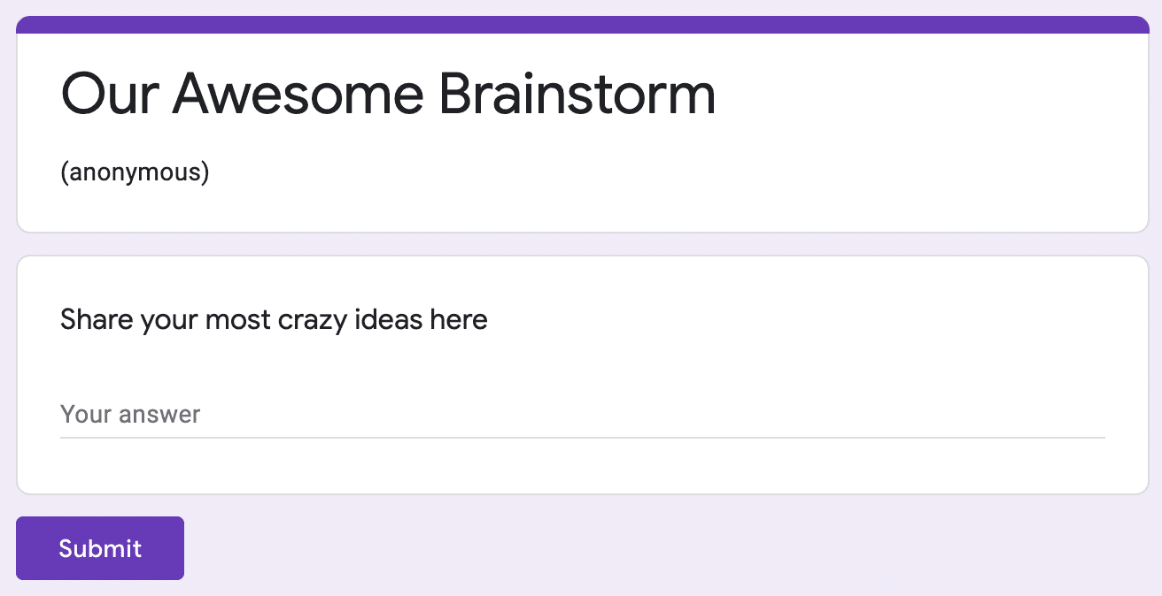 Brainstorming Google form