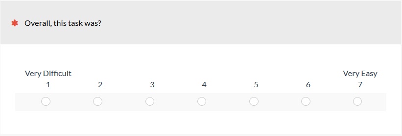 Overall, this task was? 1 - Very difficult 7 - Very easy