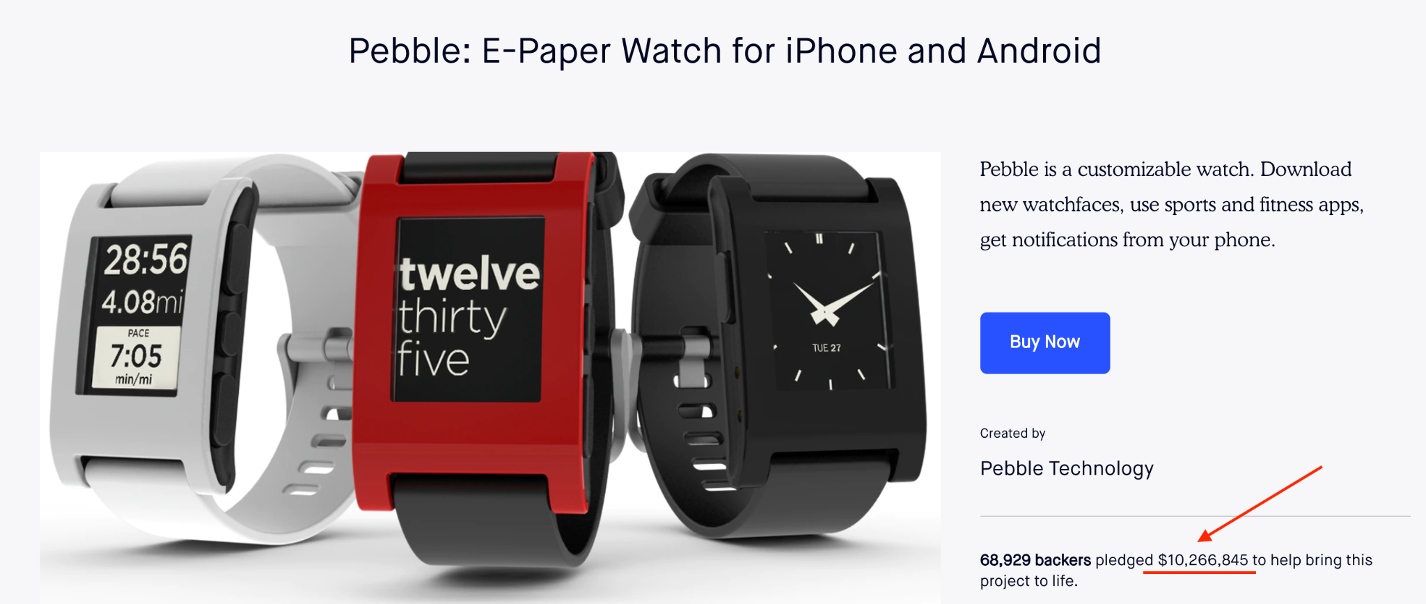 An MVP example of Pebble's smartwatch