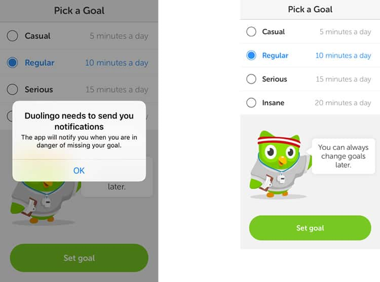 Duolingo user interface