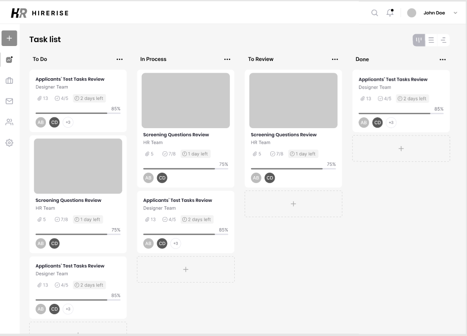 wireframing for applicant tracking system design