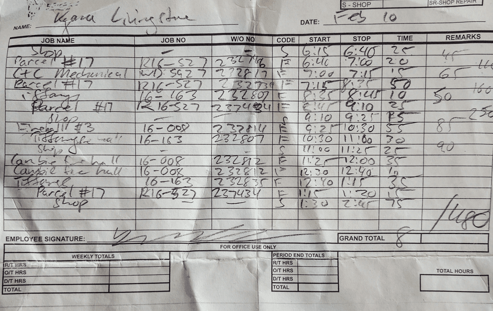 manual time tracking with a pan and paper