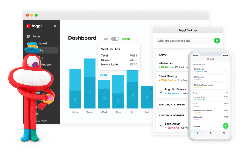 Toggl time tracker for different devices