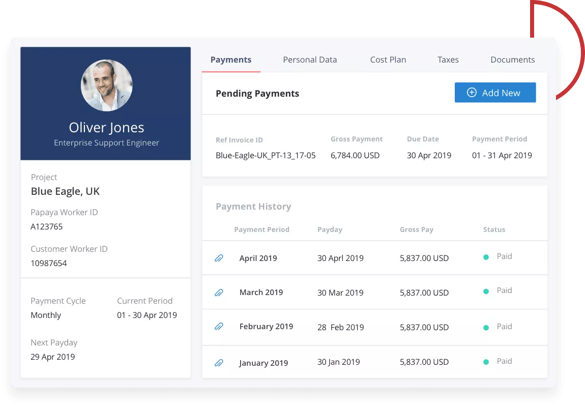 Papayaglobal is a tool for managing payrolls
