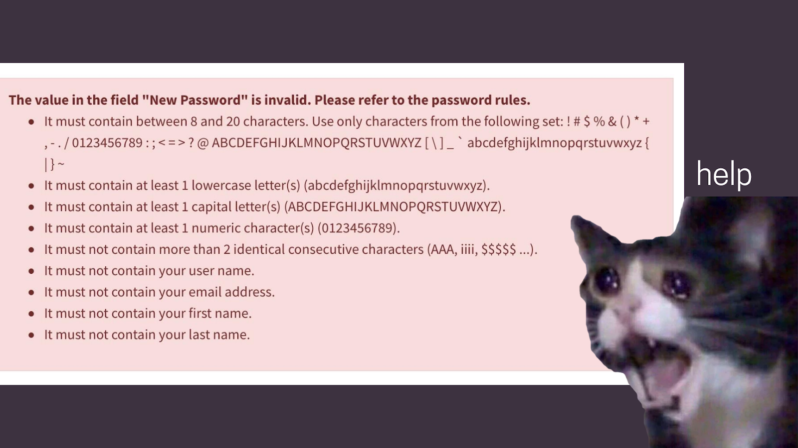 password error message meme