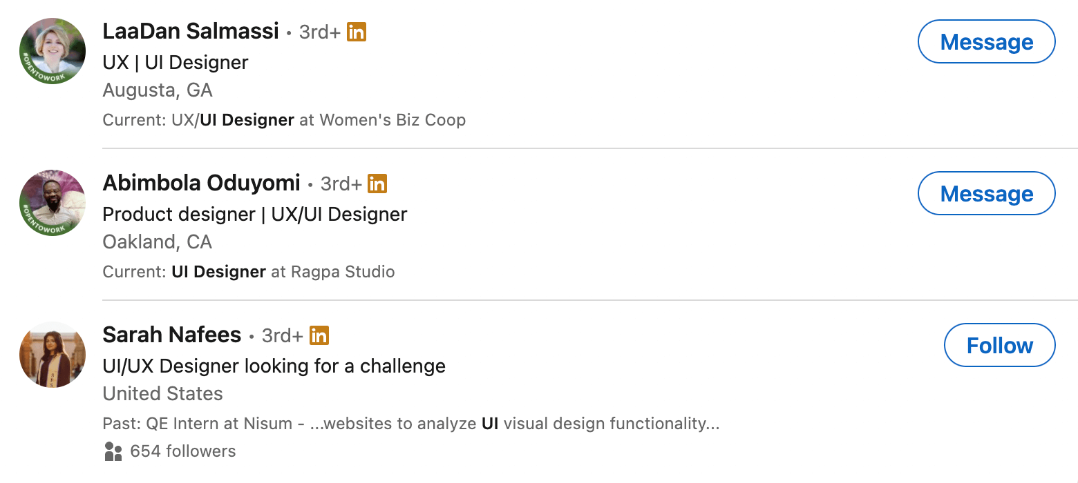 recruit UI designer on LinkedIn