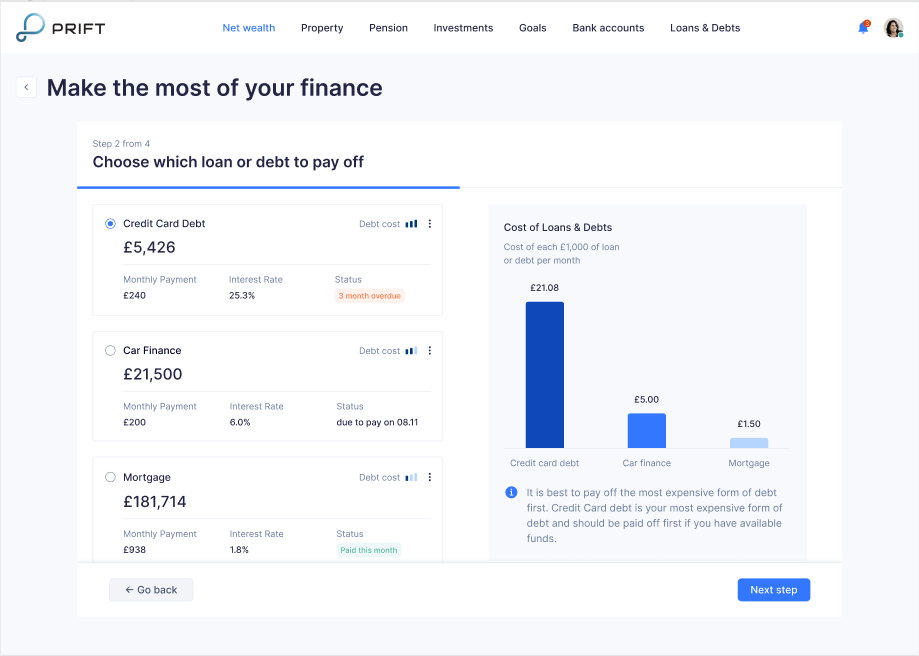financial app interface design example