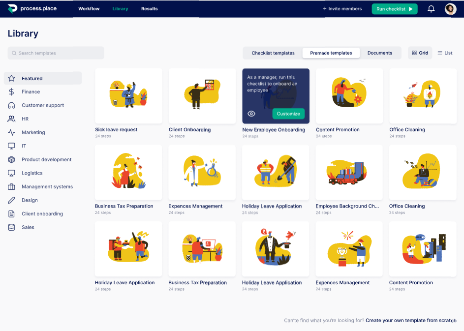 template gallery design example