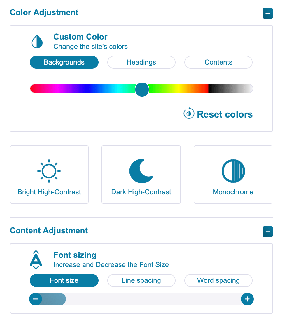 Headspace's color adjustment widget