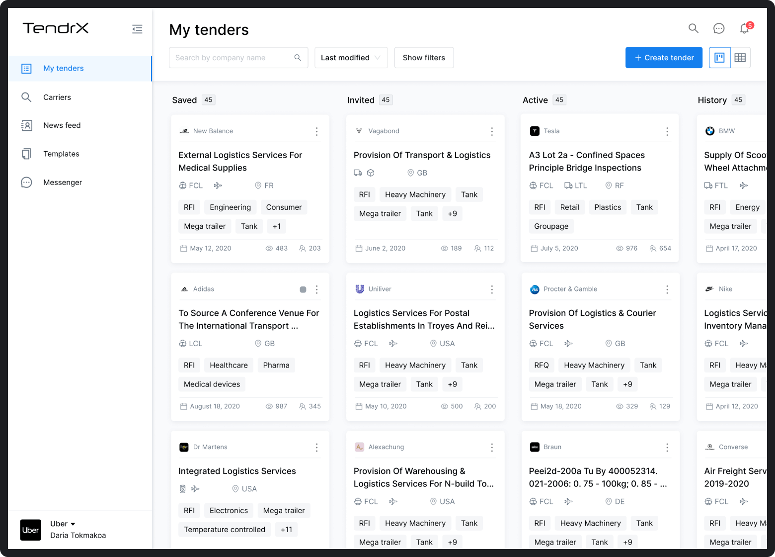 card-based UI design example