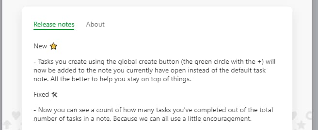 Evernote's release notes