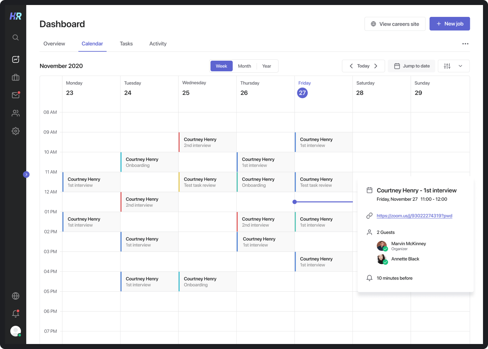calendar UX design pattern example