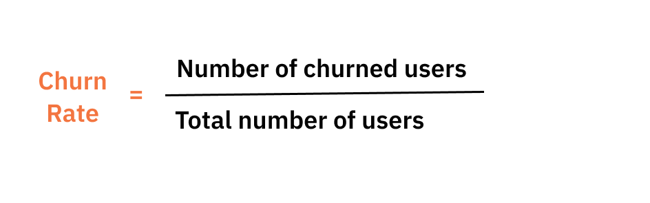 product managements kpis. Churn rate = No of churned users / Total No of users