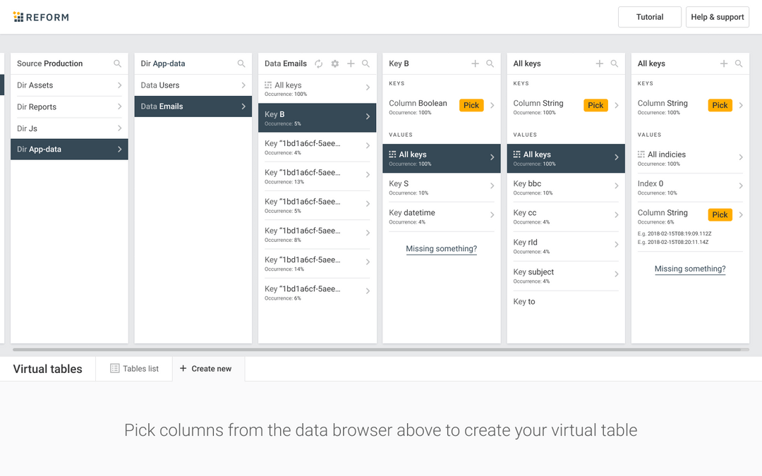 card-based UI design example for a data visualization app