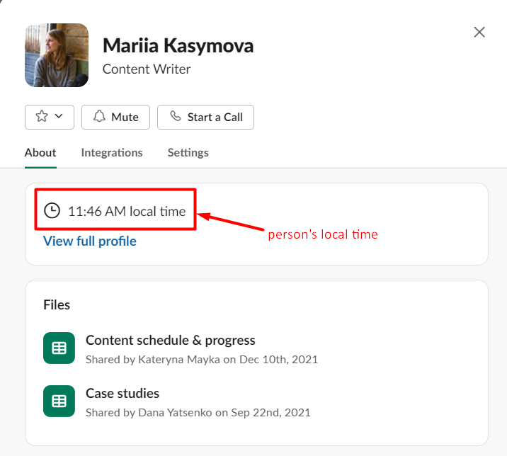 person's local time in Slack