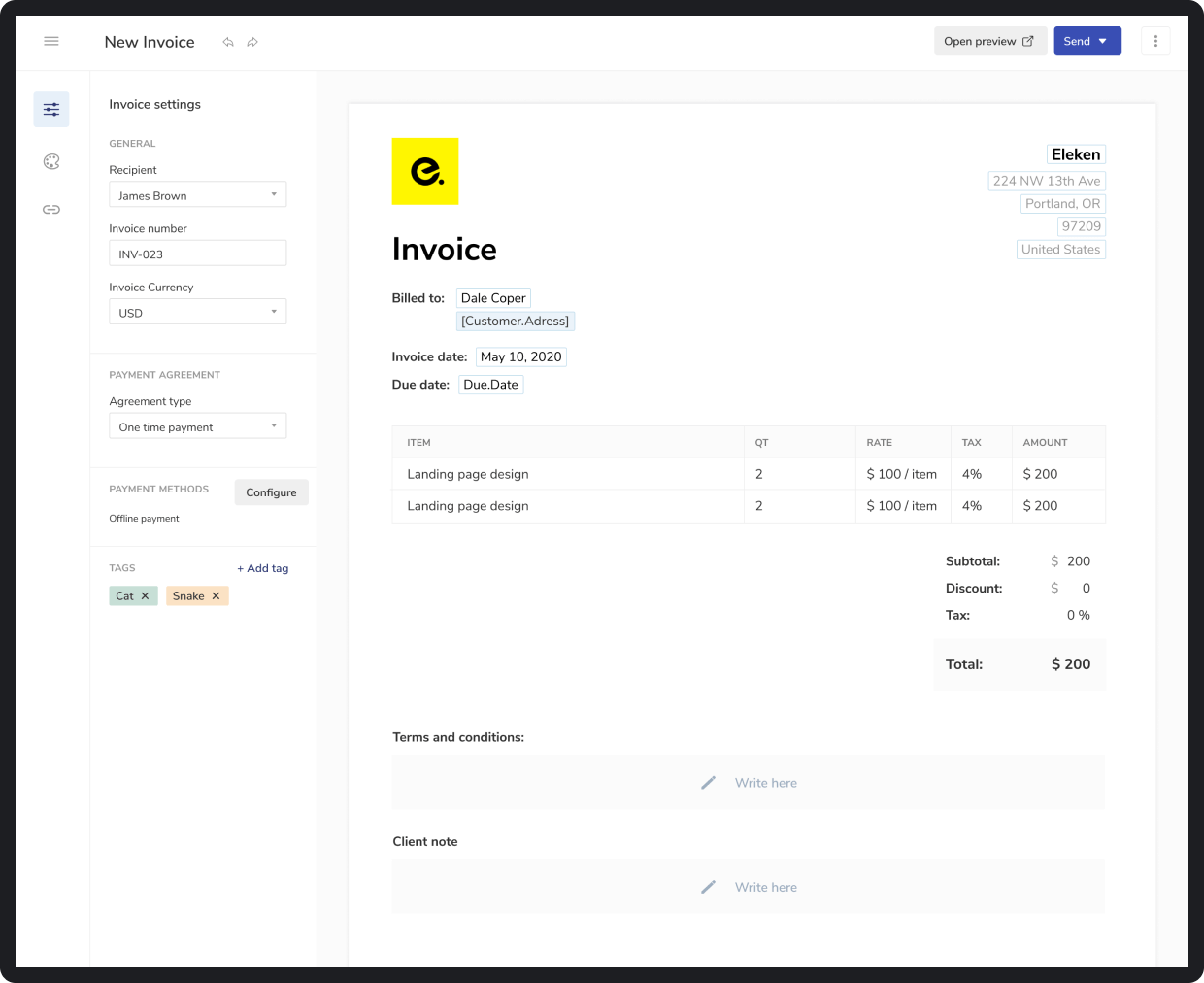 customizable invoice templates design