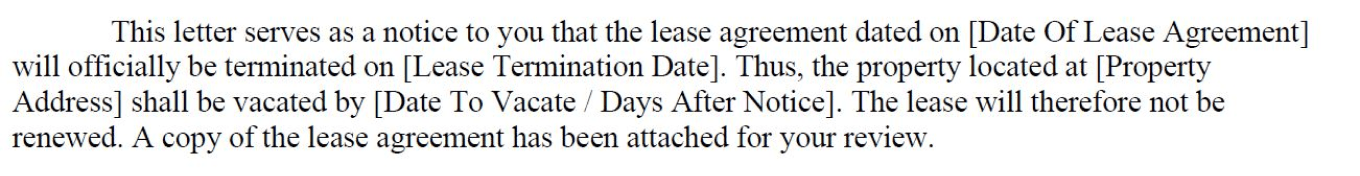 Lease Termination Letter Purpose