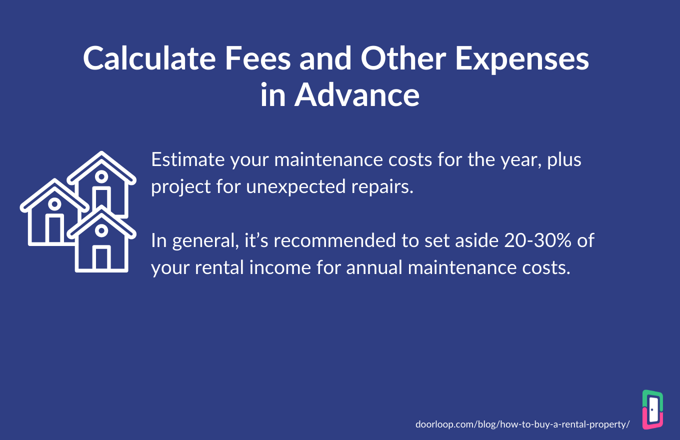 Calculating fees for purchasing a rental property