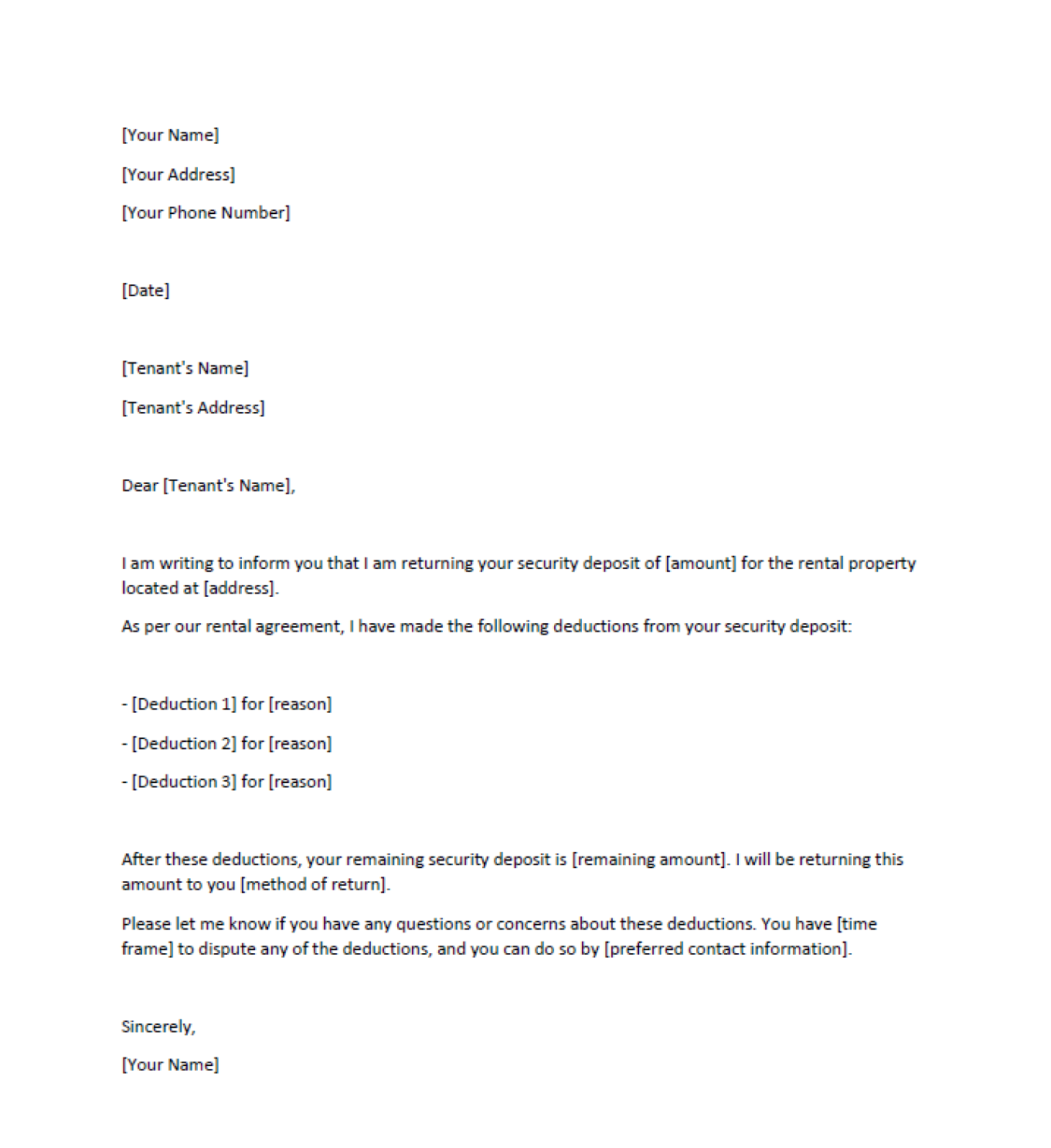 Letter For Returning A Check