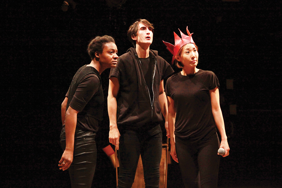 three performers onstage for Jew vs. Malta