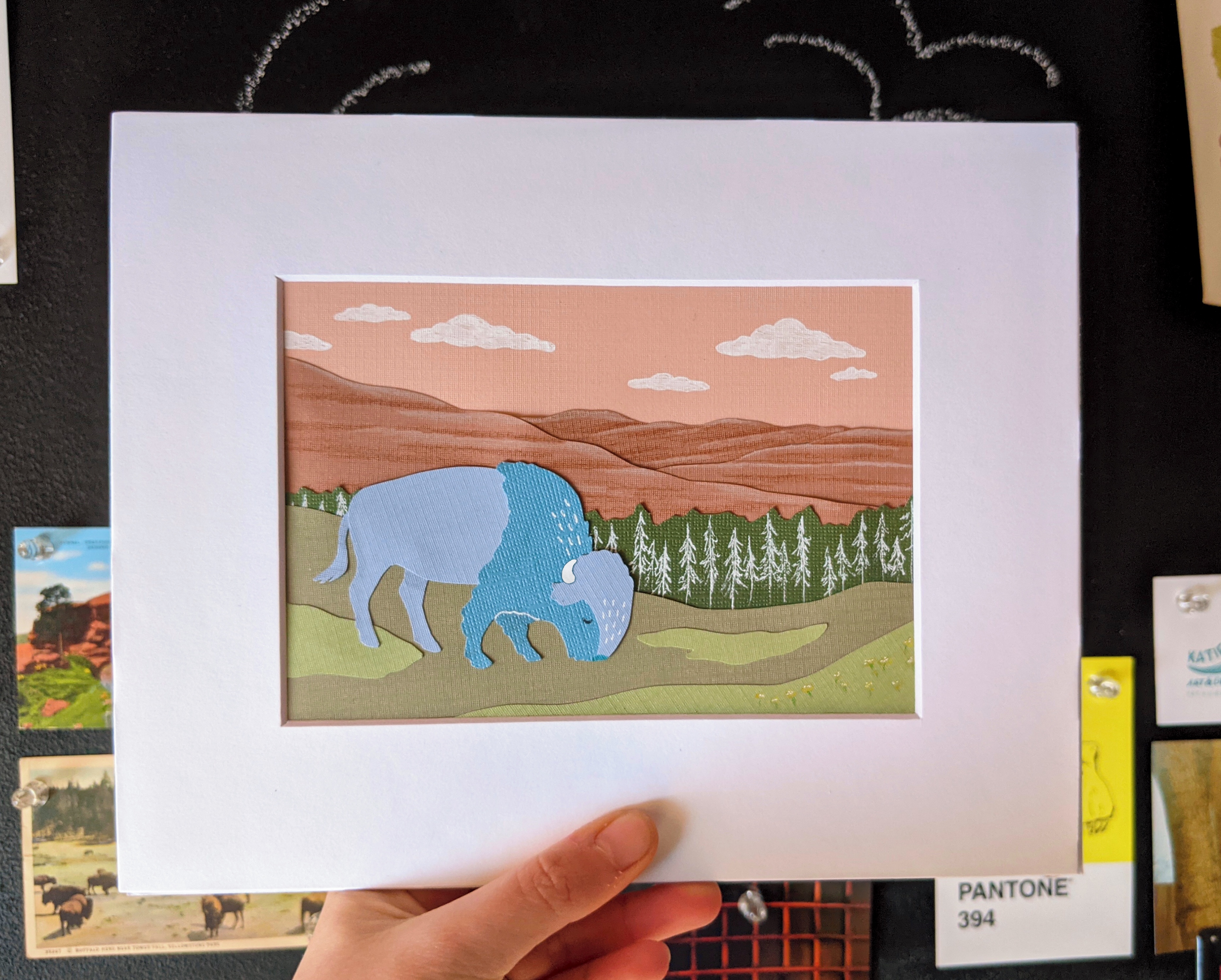Cut paper bison