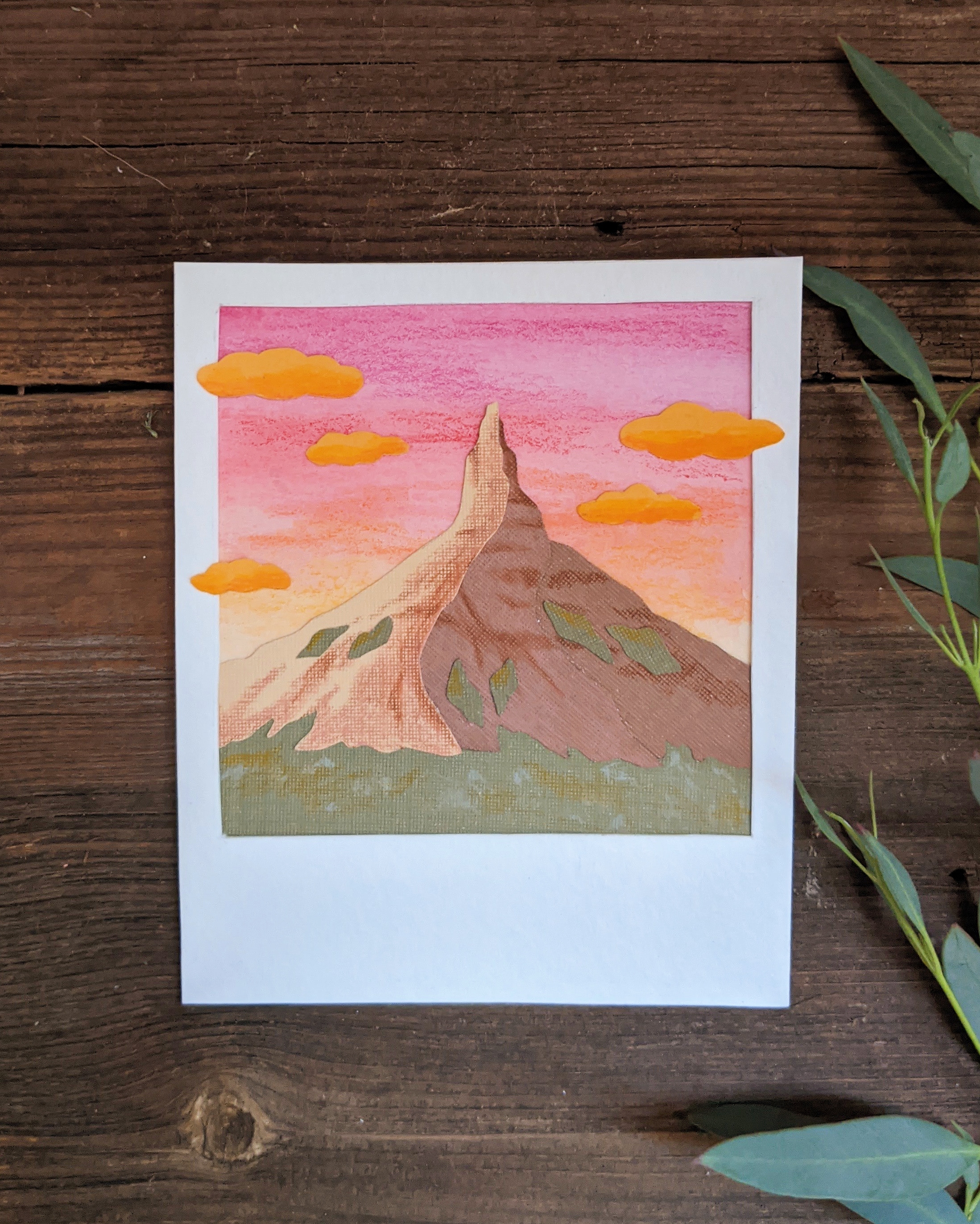 Drawn polaroid of Chimney Rock
