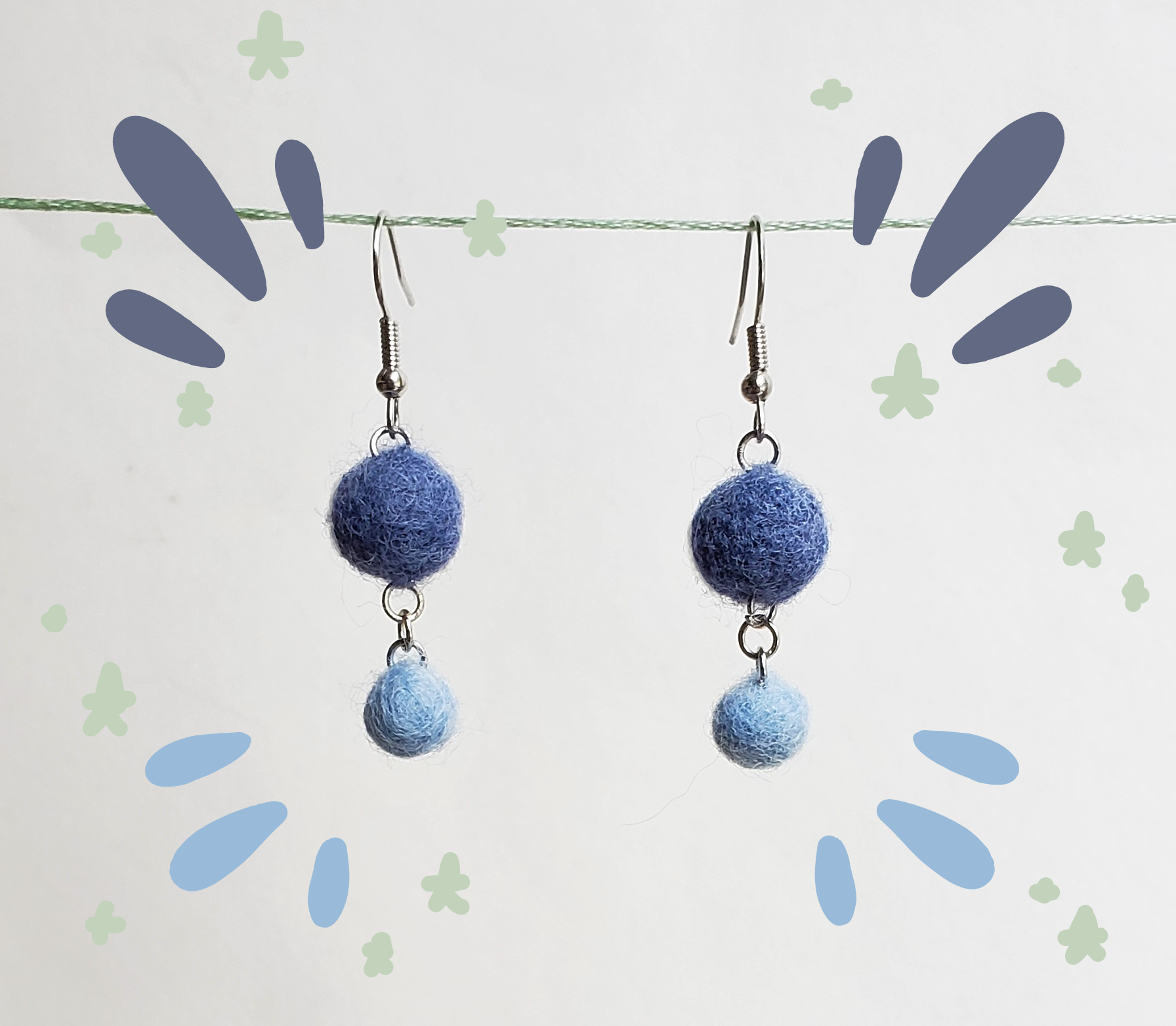 Image 3 - An embroidered rainbow earring set