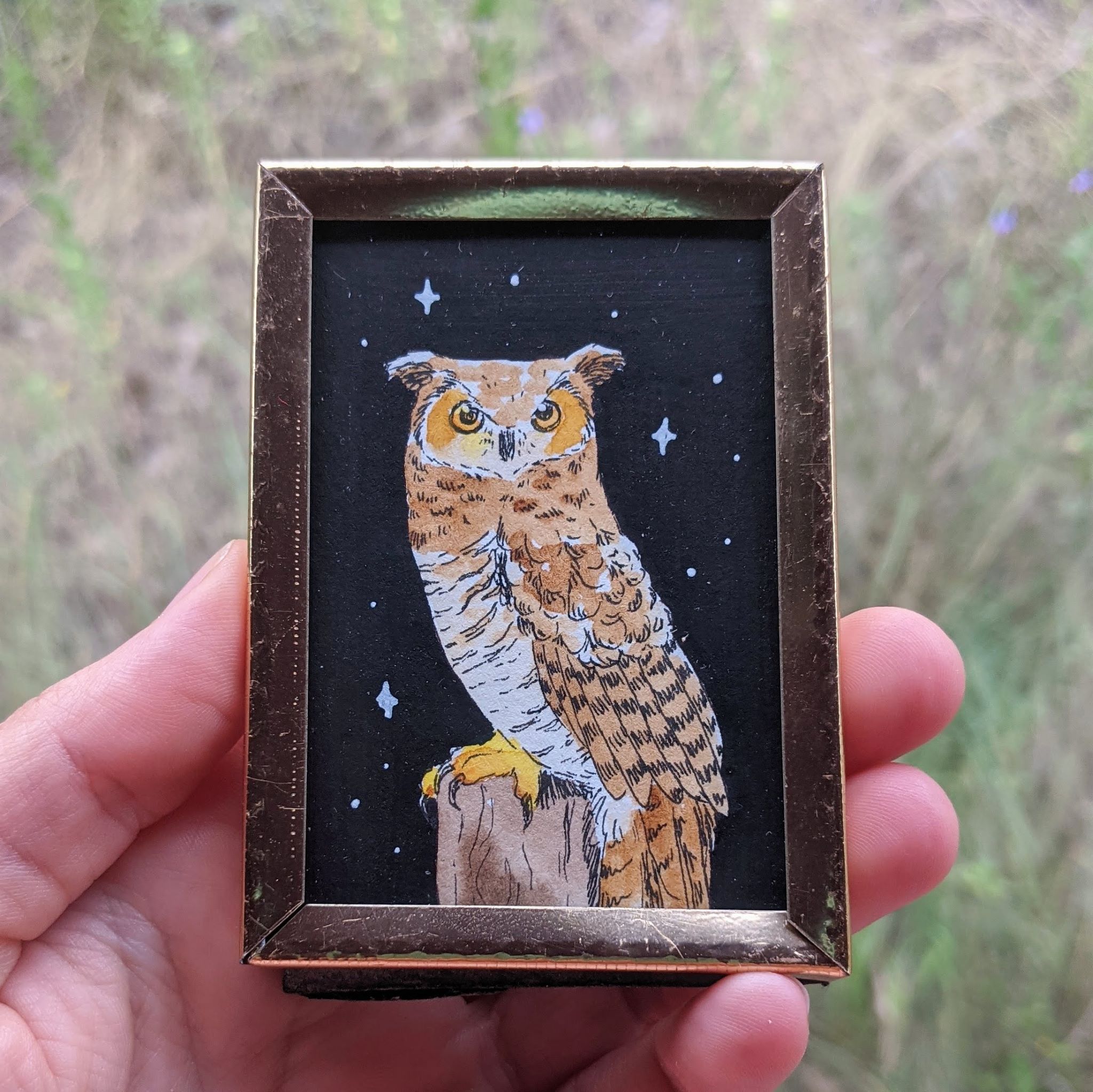 Tiny owl farmed art