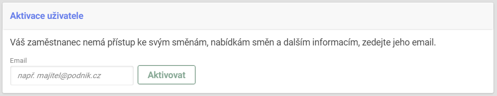 pozvání zaměstnance do aplikace na plánování směn
