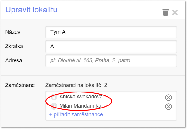 rozdělení zaměstnanců do směnných týmů