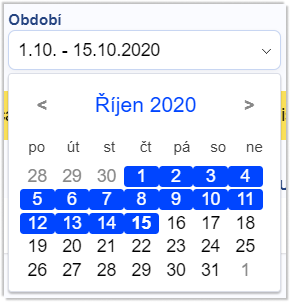 zvolte období pro trasování