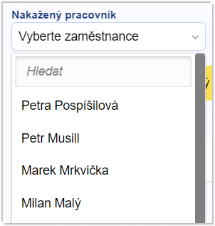 vyberte nakaženého zaměstnance