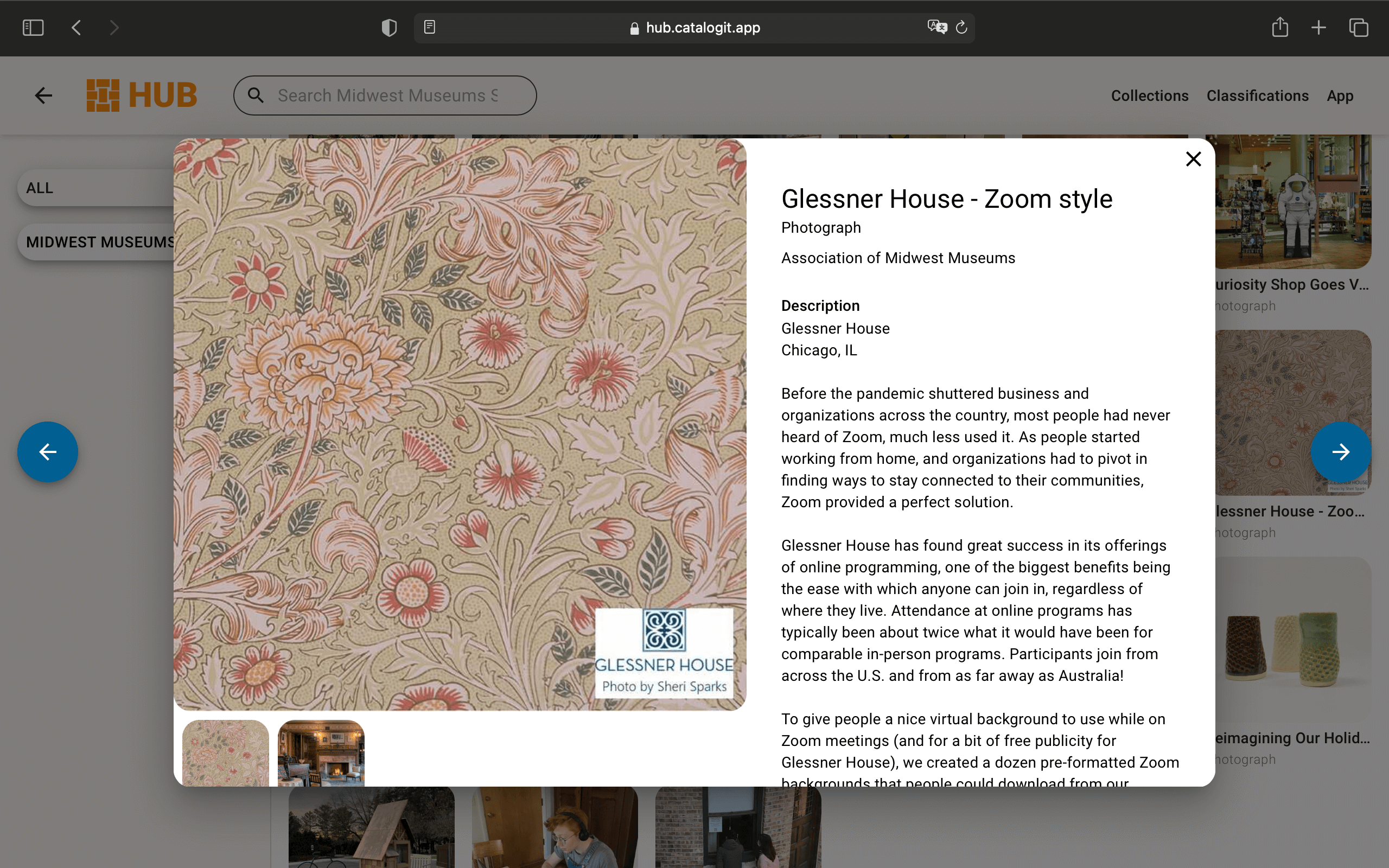 A screenshot of the Association of Midwest Museums' HUB page.