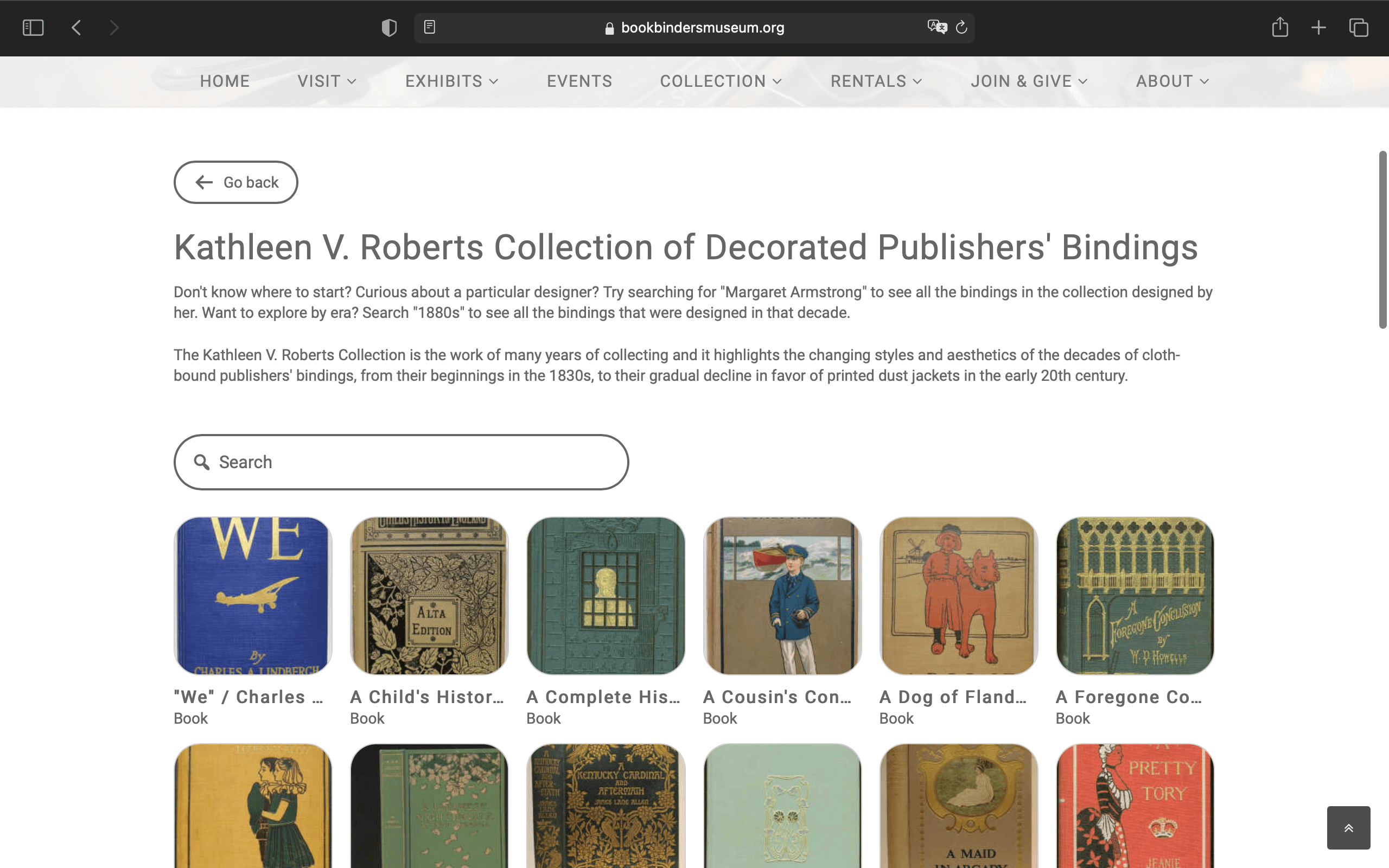 A screenshot of the American Bookbinders Museum HUB page.