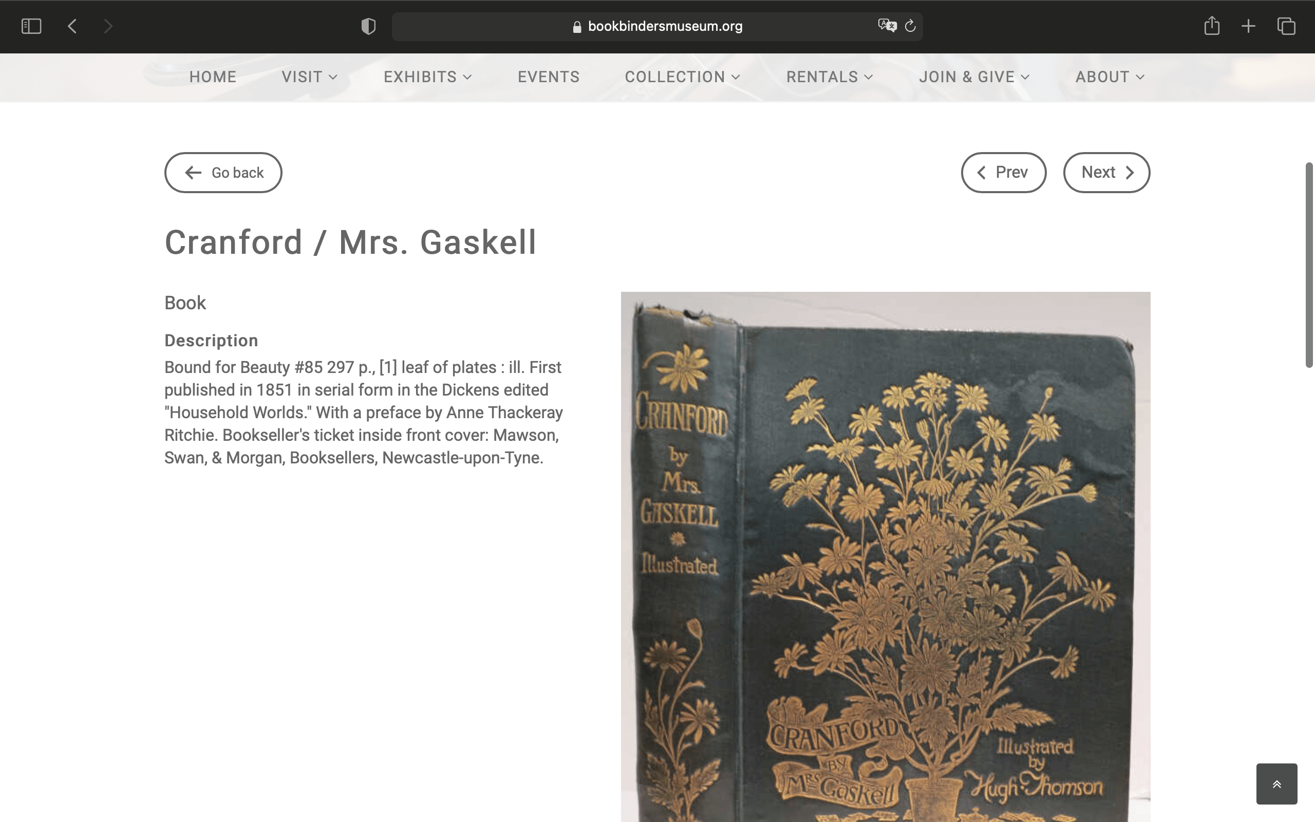A screenshot of the American Bookbinders Museum HUB page.