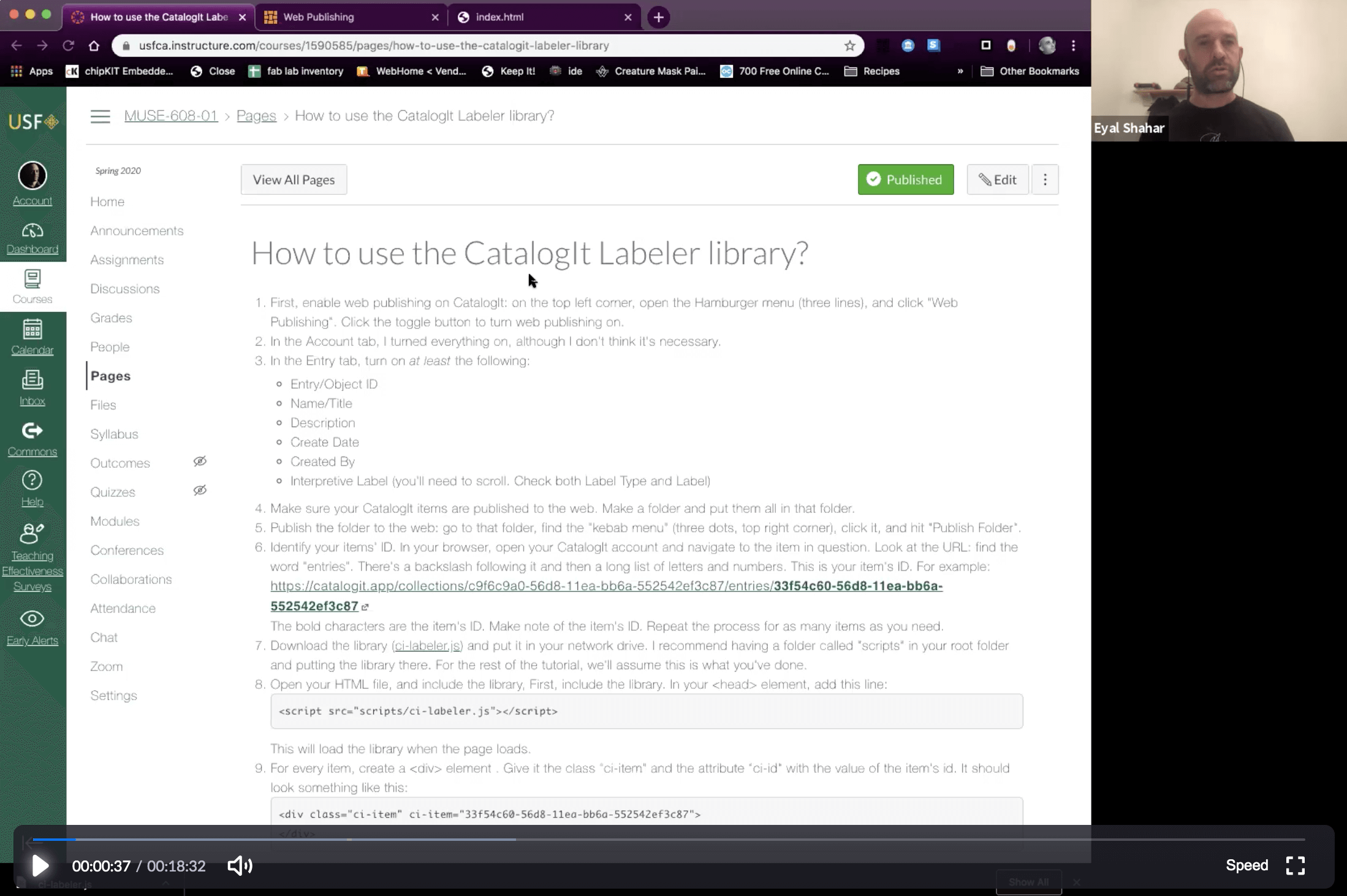 A screenshot of The University of San Francisco's implementation of CatalogIt's WordPress plugins.