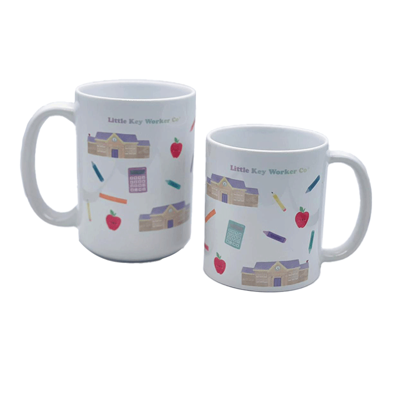 School Pattern Pottery Mugs