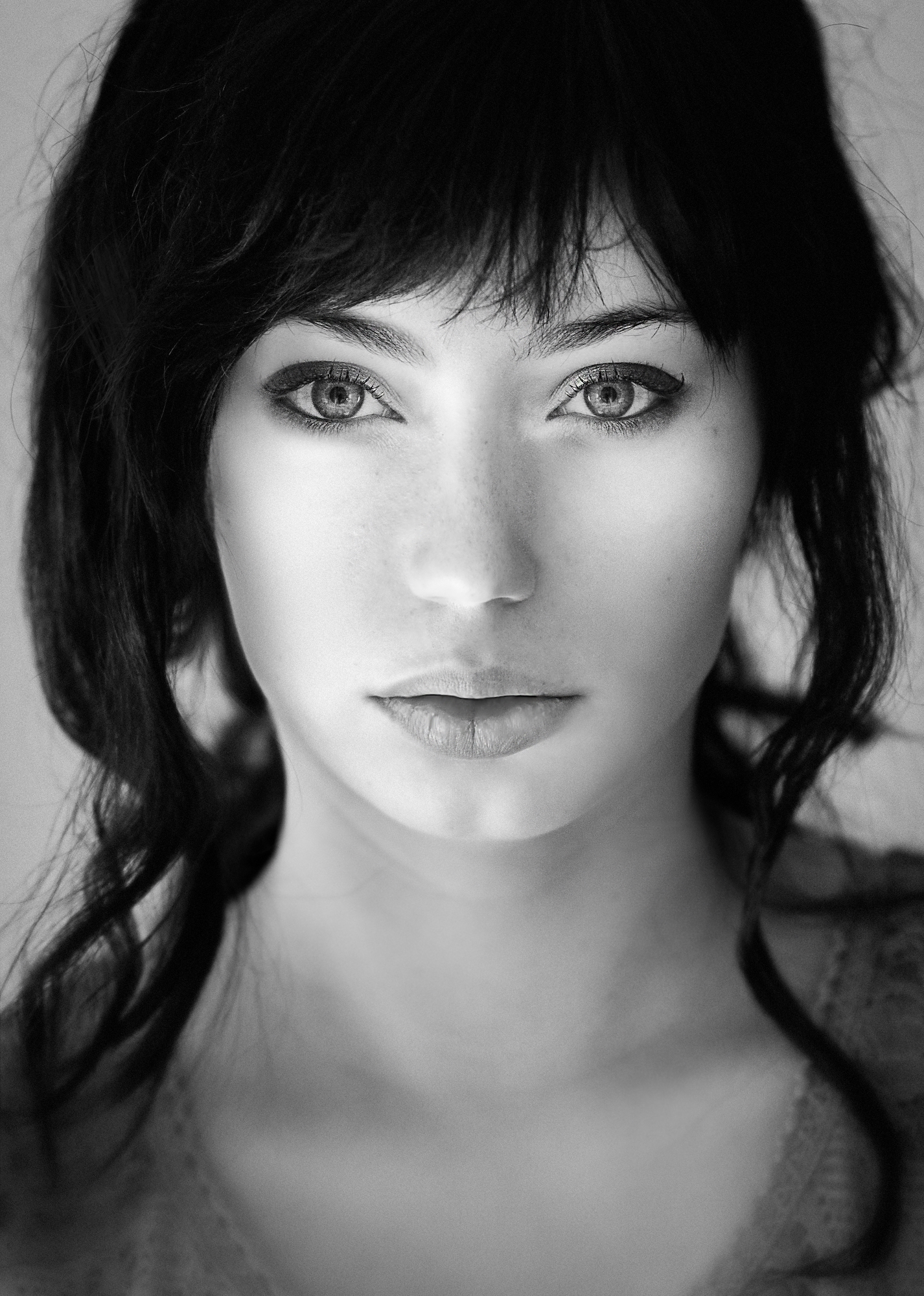Portrait of a woman in black and white