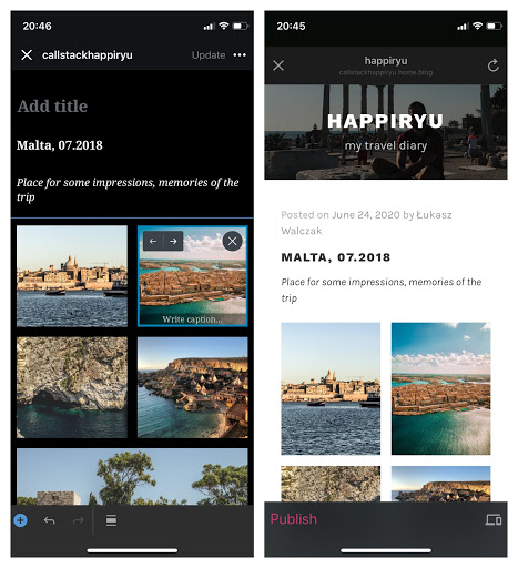 photo gallery in blogpost edited in gutenberg