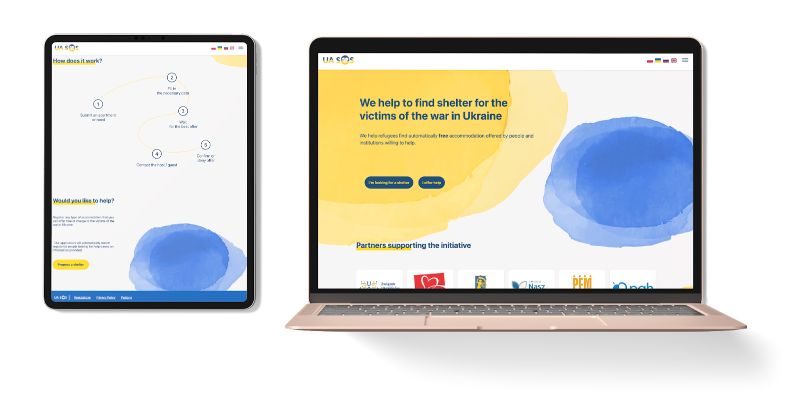 UA SOS app on laptop and tablet